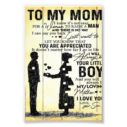 母への息子、母への贈り物、母の日の贈り物アイディア フォトプリント            (正面)
