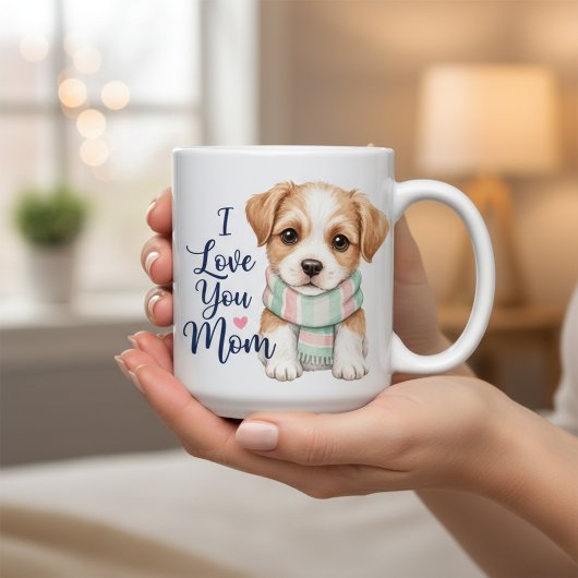 母への愛を込めて 子犬のマフラー マグカップ