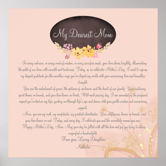 母への愛情の言葉のみ ポスター (正面)