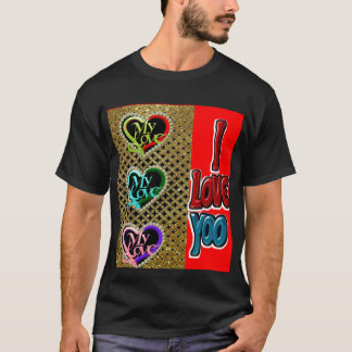 母への愛 父への愛 フラワープリント ゴールドTシャツ Tシャツ