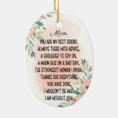 母への感傷的な言葉 セラミックオーナメント (裏面)