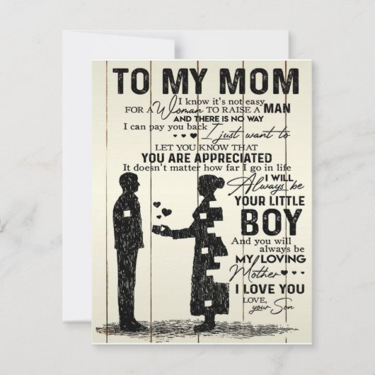 母への手紙、特別なプレゼント 招待状 (正面)