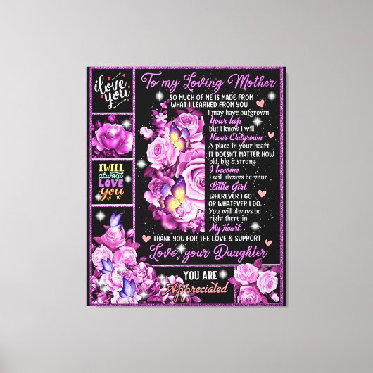 母への誕生日ギフト愛ママ贈り物アイディア キャンバスプリント (正面)