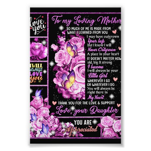 母への誕生日ギフト愛ママ贈り物アイディア フォトプリント            (正面)