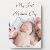 母への贈り物の最初の母の日のハートフォトピンク フォトプラーク (正面)