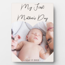 母への贈り物の最初の母の日のハートフォトピンク フォトプラーク