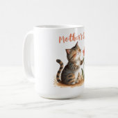 母への贈り物をする小さな猫 コーヒーマグカップ (正面左)