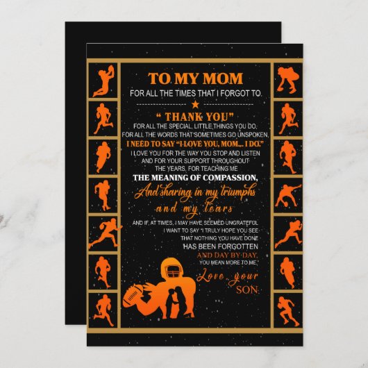 母への贈り物、母と息子、アイスホッケーの母へ シーズンカード (正面/裏面)