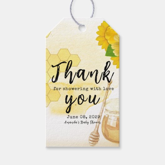 母へ蜂蜜の黄色の花赤ちゃんシャワー ギフトタグ (正面)