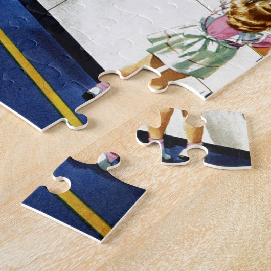 母または娘のレトロの台所#2 ジグソーパズル (側面)