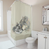 母または父ウルフとカブス水色 シャワーカーテン (インサイチュ)