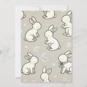 母をイヤホップブルーピンクバニーベビーシャワーにする 招待状 (裏面)