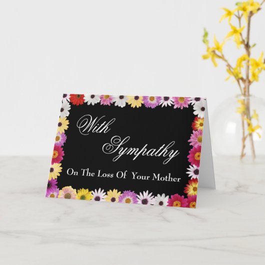 母を亡くした場合の共感書 カード (黄色い花)