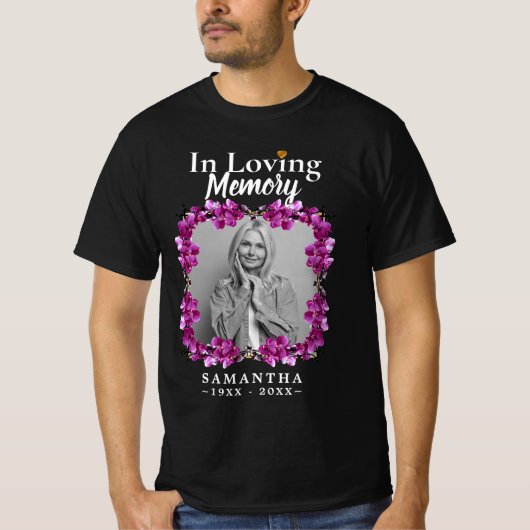 母を偲ぶフローラルメモリアルフォト Tシャツ (正面)