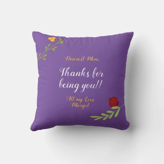 母を愛するヘブライ語フローラ母の日 クッション (裏面)