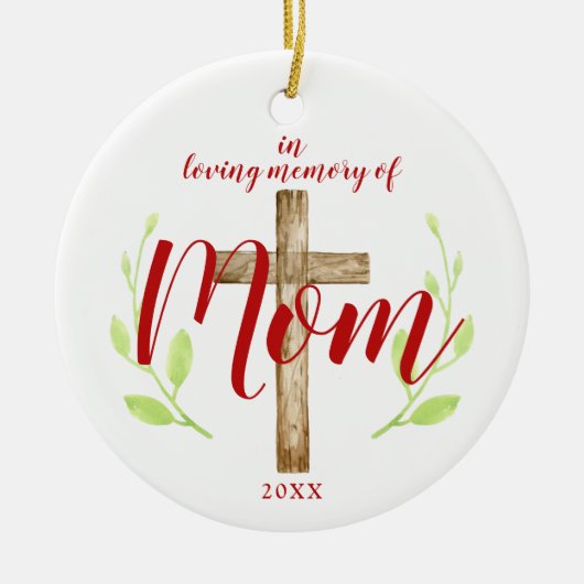 母を愛する思い出で宗教的パーソナライズされたに セラミックオーナメント (正面)