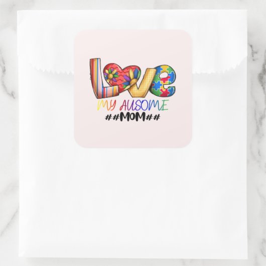 母を愛する自閉症の誇りを持った意識 スクエアシール (バッグ)