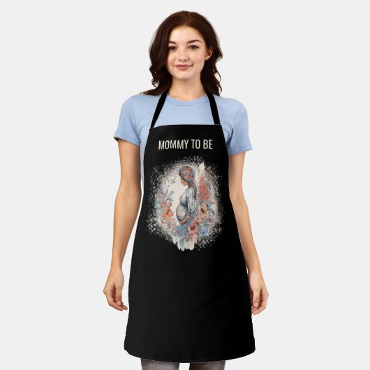 母を期待してフローラ水の色になるママ エプロン (着用した状態)