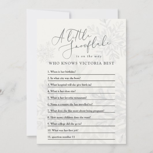 母を知っている小さな雪の結晶の冬の赤ちゃんシャワー 招待状 (正面)