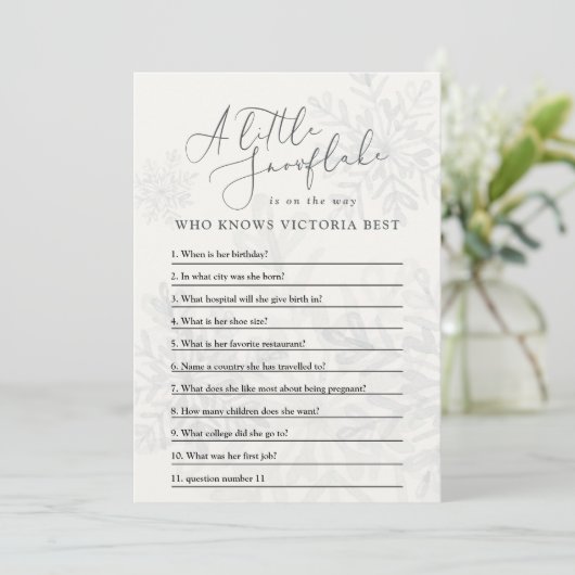 母を知っている小さな雪の結晶の冬の赤ちゃんシャワー 招待状 (スタンド正面)