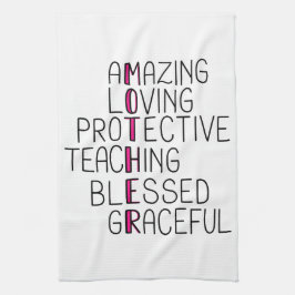 母アナグラム驚くべき愛する保護母 キッチンタオル