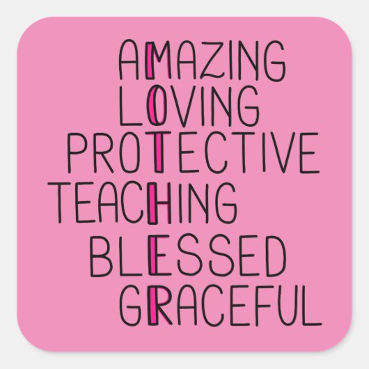 母アナグラム驚くべき愛する保護母 スクエアシール (正面)