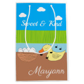 母アヒルが卵を歌う ミディアムペーパーバッグ (正面)