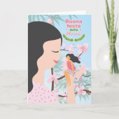 母イタリアンの日のさくらんぼが母と子を咲かせる カード (正面)