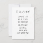 母エレガントのデイカード裏に手紙が入っている。 出欠カード (裏面)