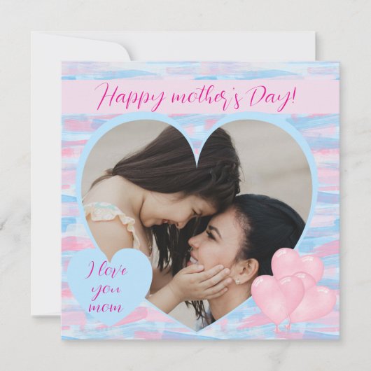 母エレガントの日とハート写パーソナライズされた真 シーズンカード (正面)