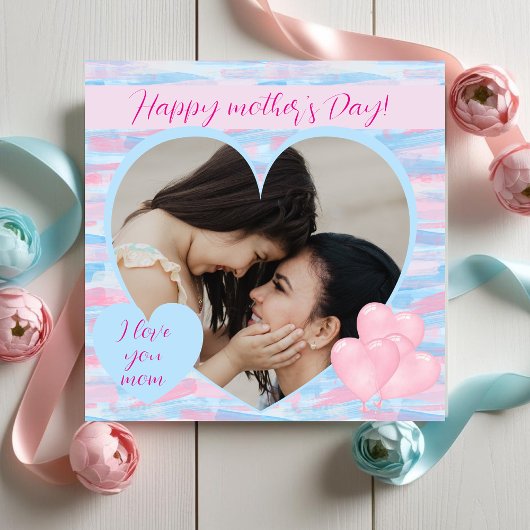 母エレガントの日とハート写パーソナライズされた真 シーズンカード