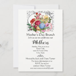 母エレガントの日とヴィンテージフラワーホリデー 招待状