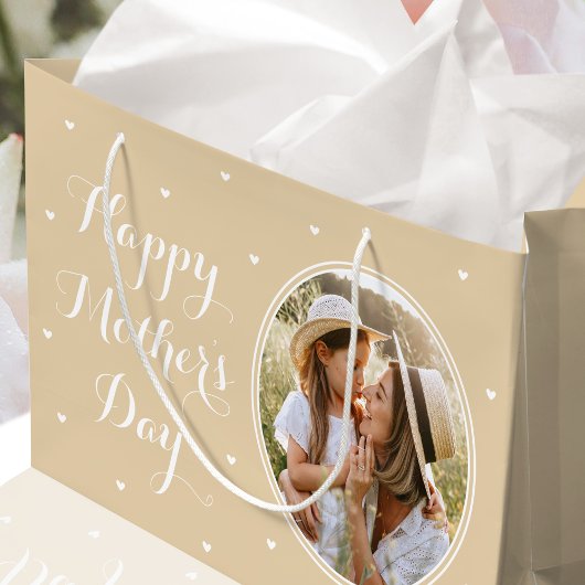 母エレガントの日の写パーソナライズされた真金ゴールド ラージペーパーバッグ