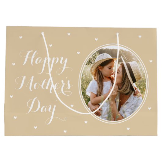 母エレガントの日の写パーソナライズされた真金ゴールド ラージペーパーバッグ (裏面)