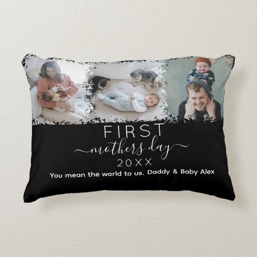 母エレガントの日の写真コラージュ アクセントクッション (正面)