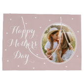 母エレガントの日の写真ダスティピパーソナライズされたンク ラージペーパーバッグ (裏面)