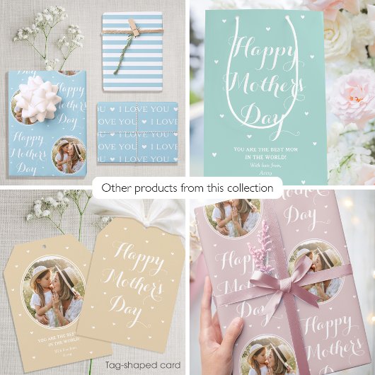 母エレガントの日の名パーソナライズされた前の淡い色の金ゴールド ミディアムペーパーバッグ