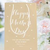 母エレガントの日の名パーソナライズされた前の淡い色の金ゴールド ミディアムペーパーバッグ