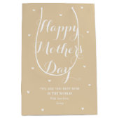 母エレガントの日の名パーソナライズされた前の淡い色の金ゴールド ミディアムペーパーバッグ (正面)