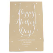 母エレガントの日の名パーソナライズされた前の淡い色の金ゴールド ミディアムペーパーバッグ (裏面)