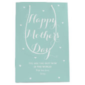 母エレガントの日の名ミントパーソナライズされたグリーン ミディアムペーパーバッグ (正面)