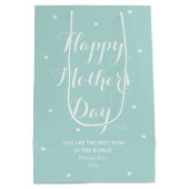 母エレガントの日の名ミントパーソナライズされたグリーン ミディアムペーパーバッグ (裏面)