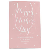 母エレガントの日の名前パーソナライズされたピンク ミディアムペーパーバッグ (正面)