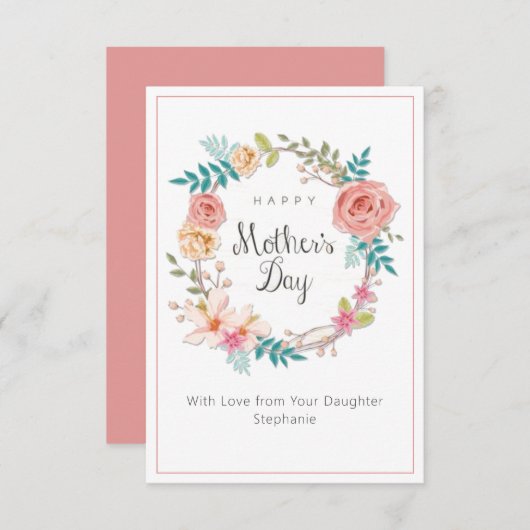 母エレガントの日の水の色フローラカード (正面/裏面)