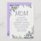 母エレガントの日の紫と緑のフローラ シーズンカード (正面/裏面)