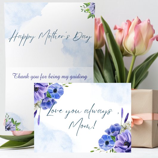 母エレガントの日カードフローラ水彩付き サンキューカード