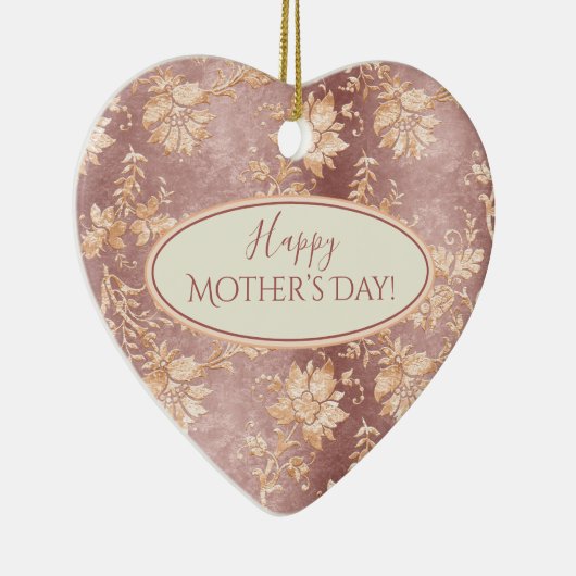 母エレガントの日キープサケハートダマスク セラミックオーナメント (右)
