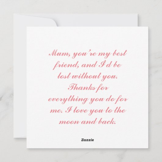 母エレガントの日パーソナライズされた シーズンカード (裏面)