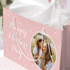 母エレガントの日フォトピパーソナライズされたンク ラージペーパーバッグ