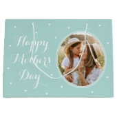 母エレガントの日フォトミントパーソナライズされたグリーン ラージペーパーバッグ (正面)